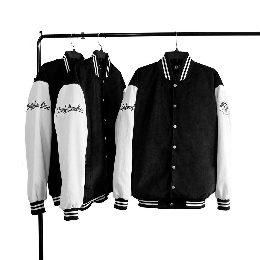 Áo Khoác Bomber Unisex Black White Varsity local brand iMA God Breaker