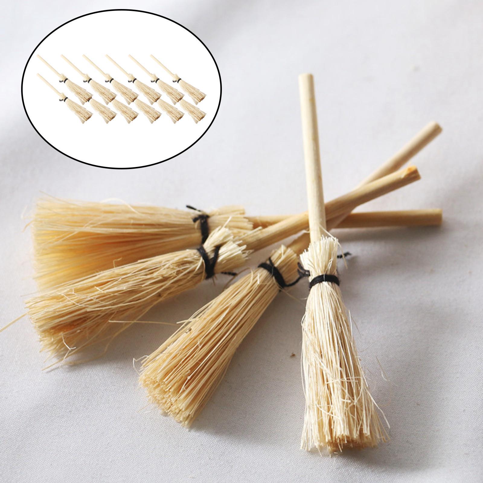12 Pieces Dollhouse Miniature Broom Dollhouse Decoration for Dollhouse