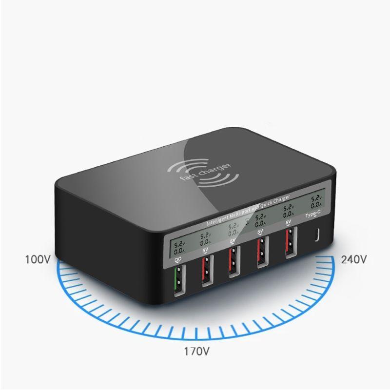 Universal Type-C Qi 5-Port 5 USB QC 3.0 Charging Station for iPhone iPad AU