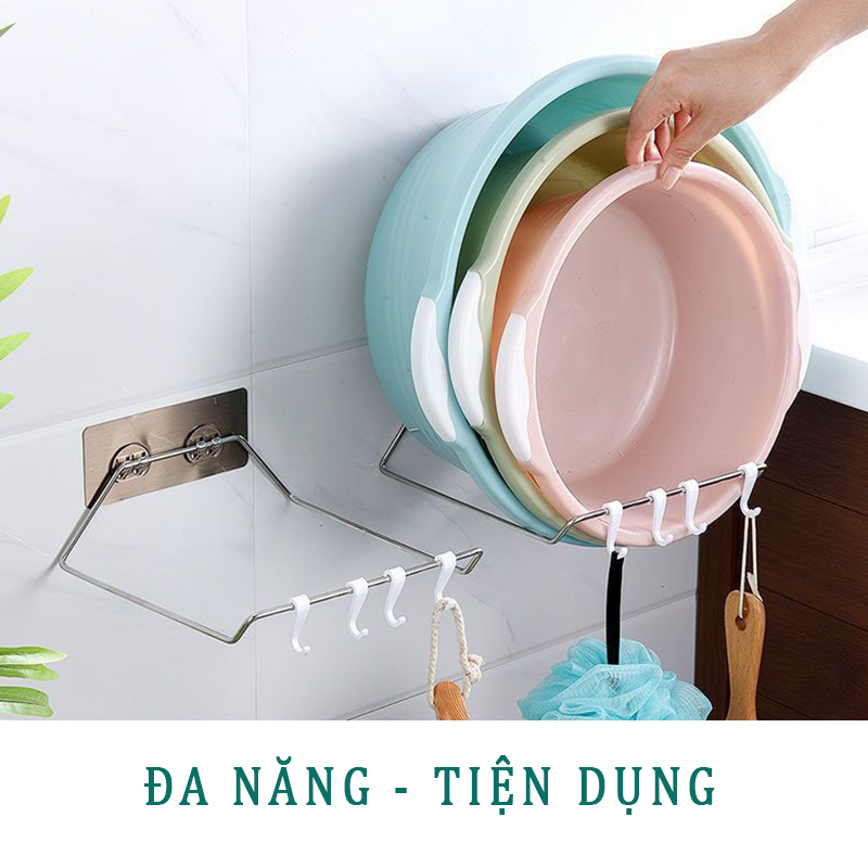 Giá treo thau chậu, để đồ đa năng INOX 304 dán tường tiện