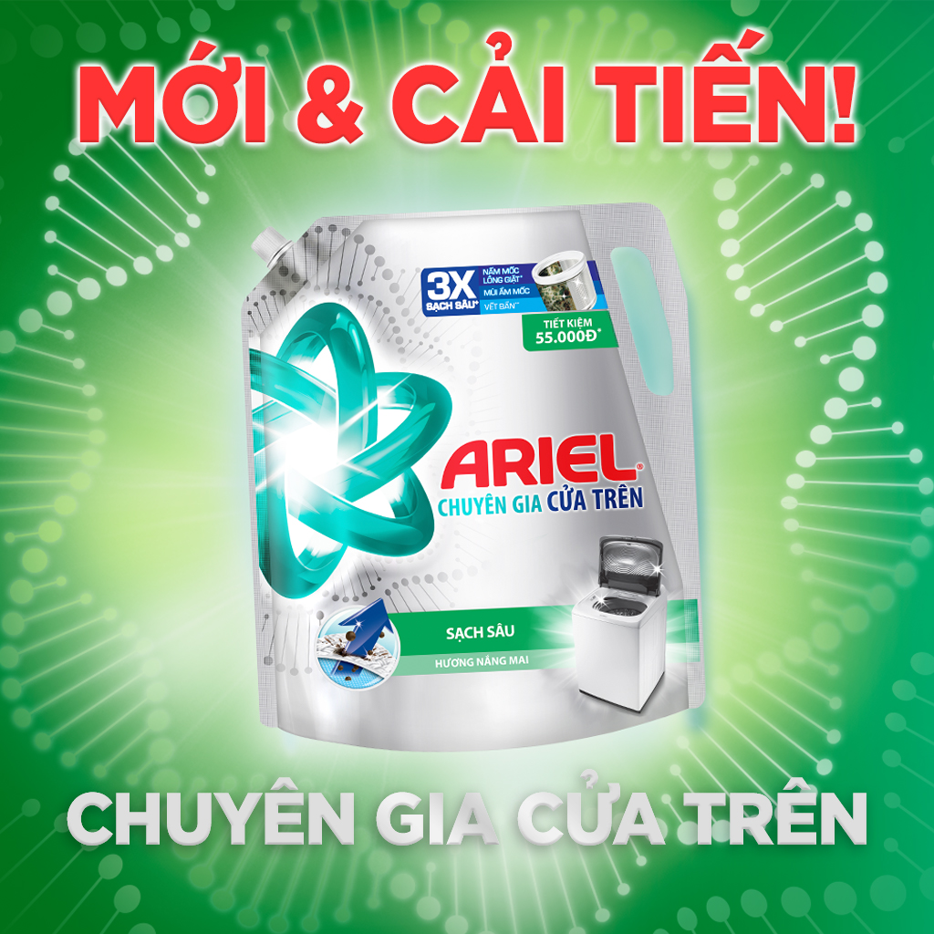 Nước Giặt ARIEL Matic Chuyên Gia Cửa Trên Túi 3.25KG/3.2KG