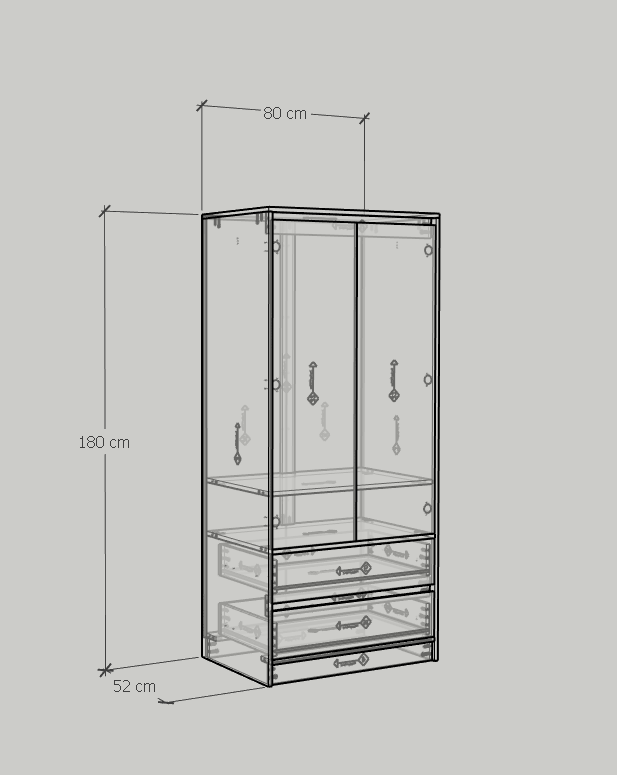 [Happy Home Furniture] SALY , Tủ treo quần áo -  2 ngăn kéo,  80cm x 52cm x 180cm ( DxRxC), TCM_011