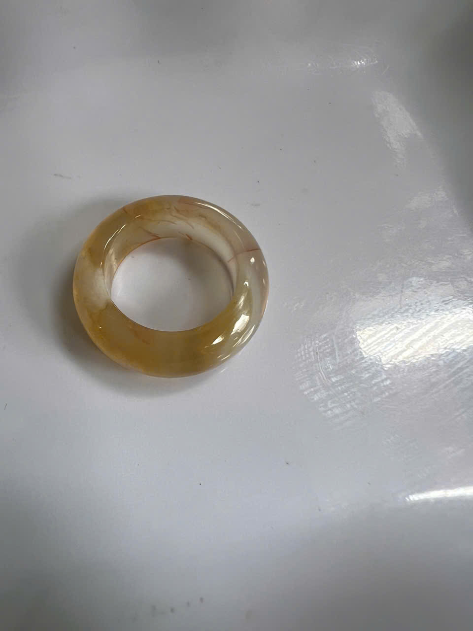 Nhẫn Nữ mới Đá Mã Não Bông Bông Vàng Tươi Trắng Bóng Đẹp Ni 16mm Cao 7mm Dầy 4mm Chị em Nữ mệnh Kim mệnh Thủy mệnh Thổ đeo lên tay xinh xắn may mắn ạ