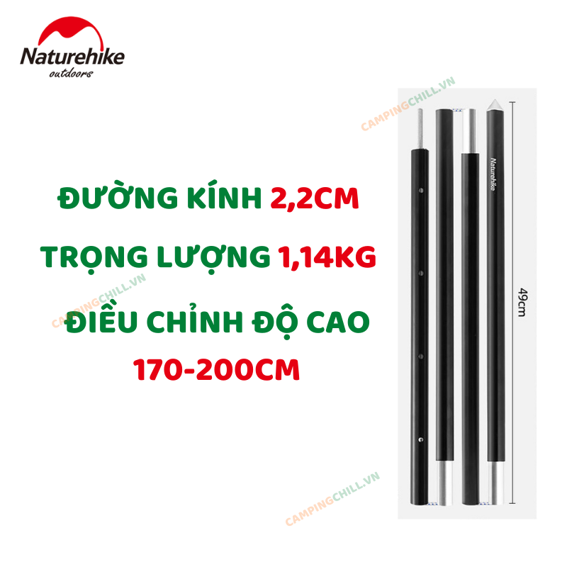 CỌC CHỐNG TĂNG LỀU, GẬY CHỐNG TĂNG LỀU CẮM TRẠI DÃ NGOẠI HỢP KIM NHÔM NH22PJ040