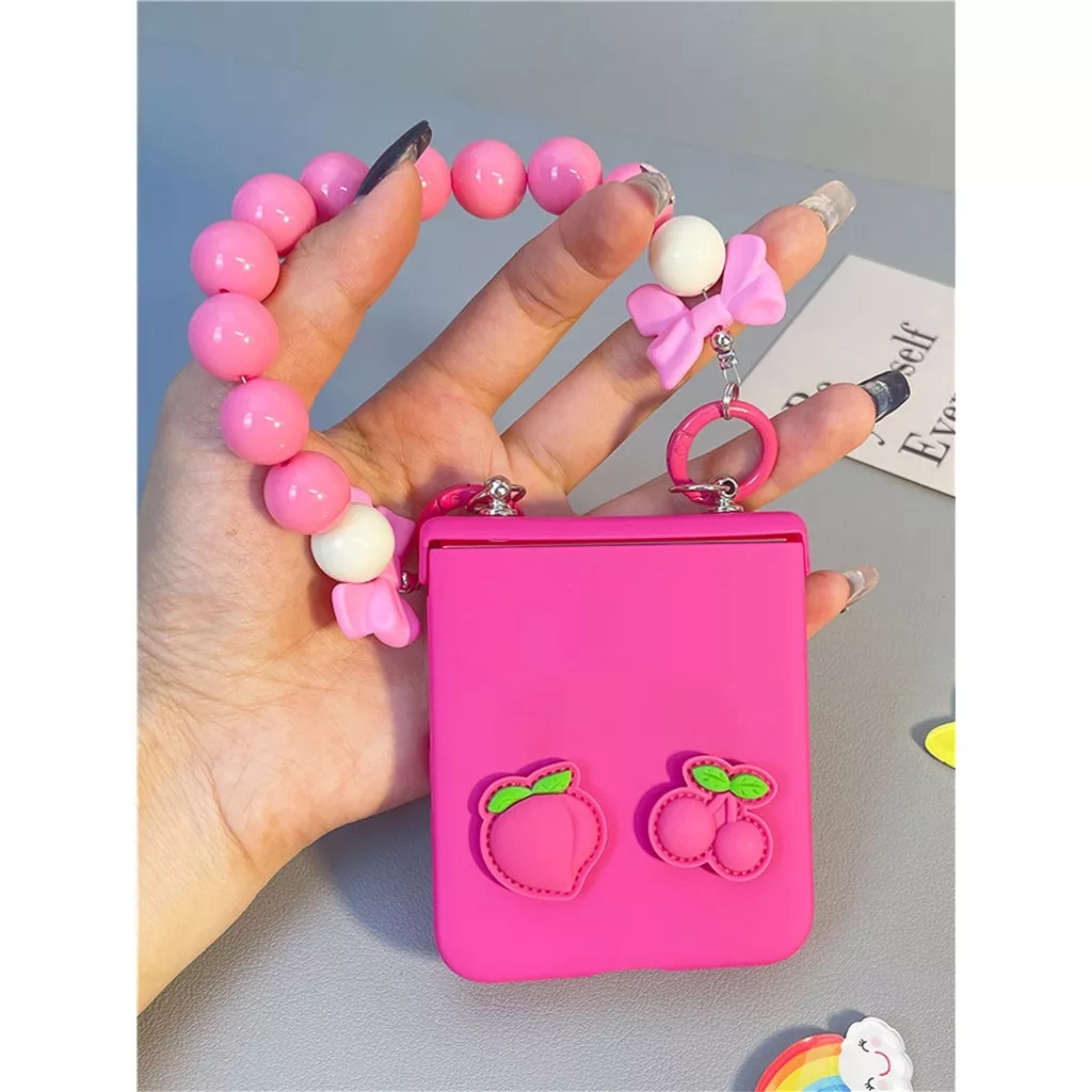 Ốp lưng cho samsung Zflip5 - Z flip5 - Z flip 5 hồng Hotpink siêu dễ thương
