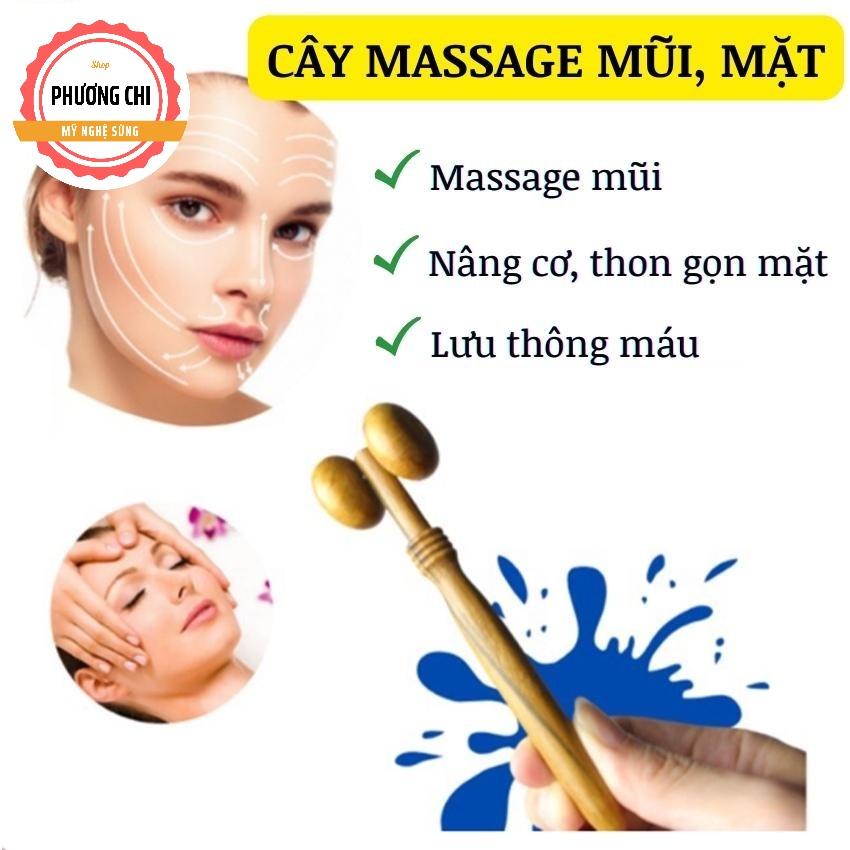 Cây lăn massage mặt mũi bằng gỗ thơm