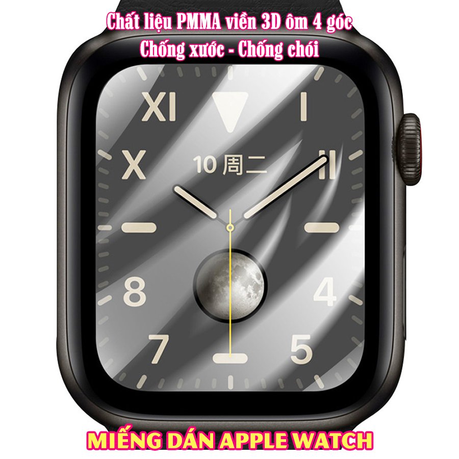 (Đặc biệt 4 góc ko cấn ốp) Miếng dán cường lực dẻo trong & nhám full màn viền cong 3D cho Apple Watch size 38/40/42/44mm