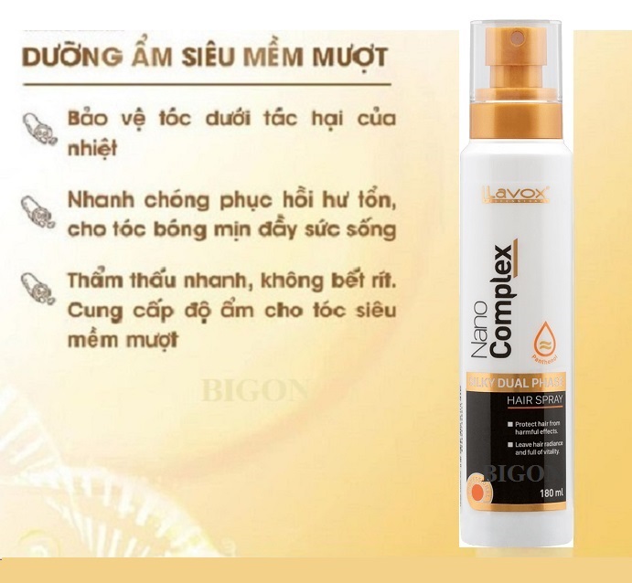 Xịt Dưỡng Tóc Nano Complex - Dưỡng Ẩm Siêu Mềm Mượt Lavox 180ml