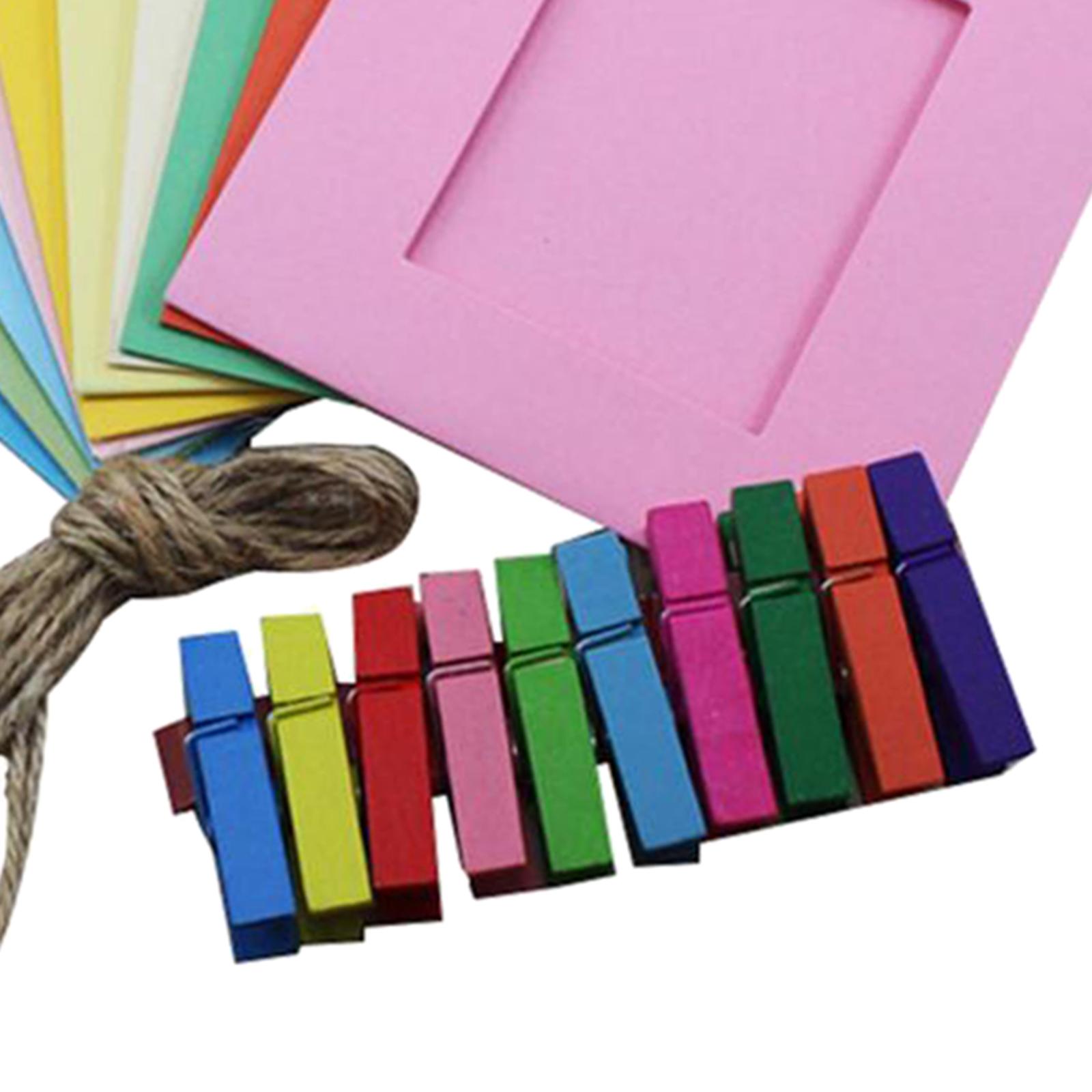 Paper Photo Picture Frame Display Craft Rope Clip Ornaments 30pcs 3in