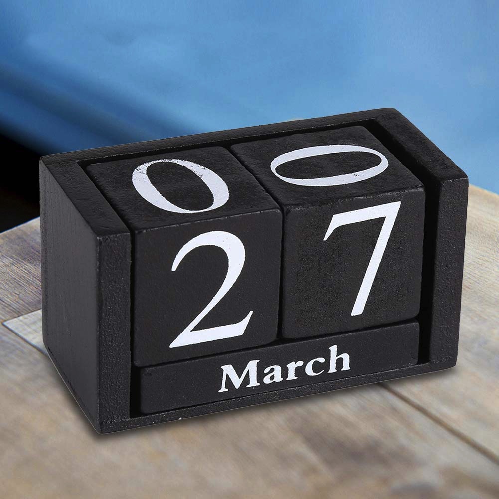 LỊCH KHỐI GỖ ĐỂ BÀN MÀU ĐEN (WOODEN BLOCK CALENDAR)