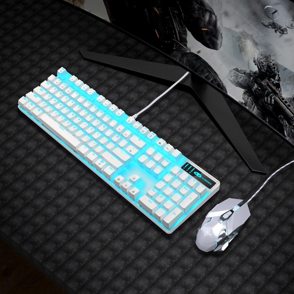 Bàn phím cơ MAGEGEE 104 phím và chuột gaming có đèn led switch xanh lam/đen cho máy tính xách tay