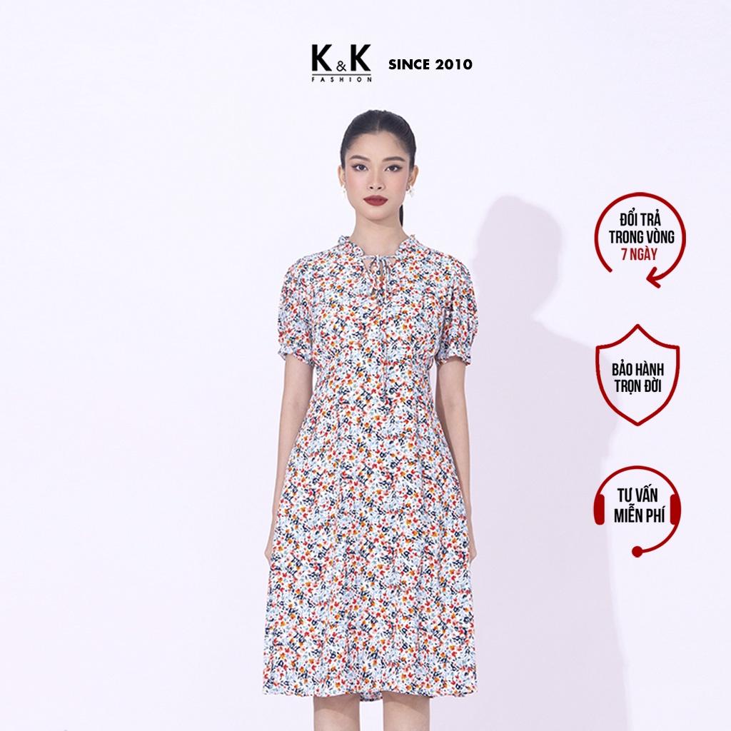 Đầm Hoa Nhí Công Sở Dáng Chữ A K&amp;K Fashion KK117-19 Chất Liệu Lanh Hàn