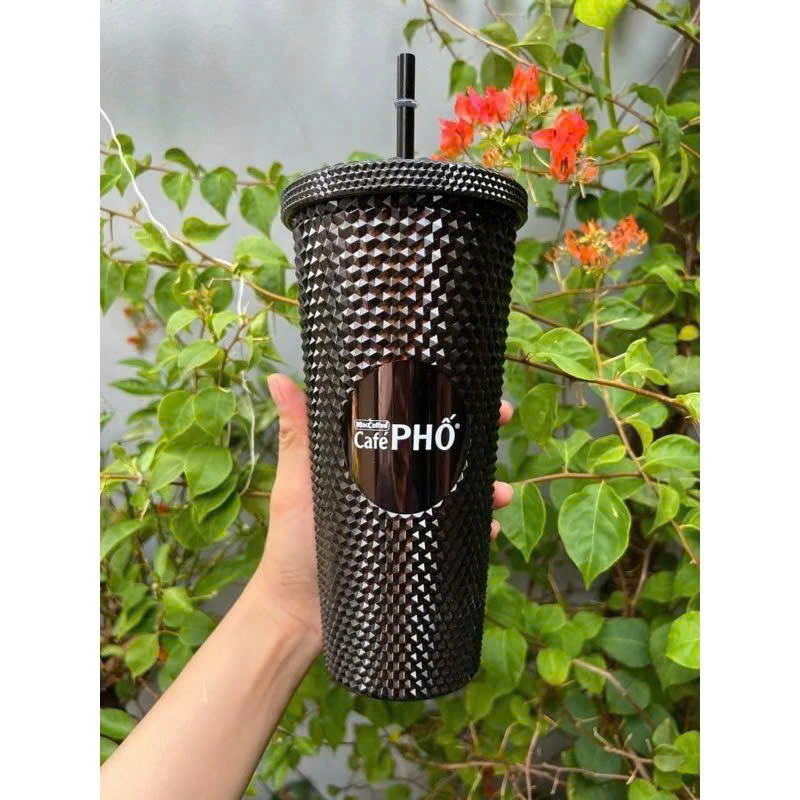 Ly nhựa 2 lớp kèm ống hút 700ml