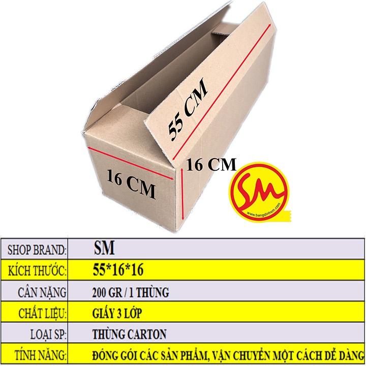 THÙNG CARTON, HỘP GIẤY CARTON 3 lớp 55x16x16 sóng B chuyên dùng ĐÓNG GÓI CÁC SẢN PHẨM, VẬN CHUYỂN MỘT CÁCH DỄ DÀNG