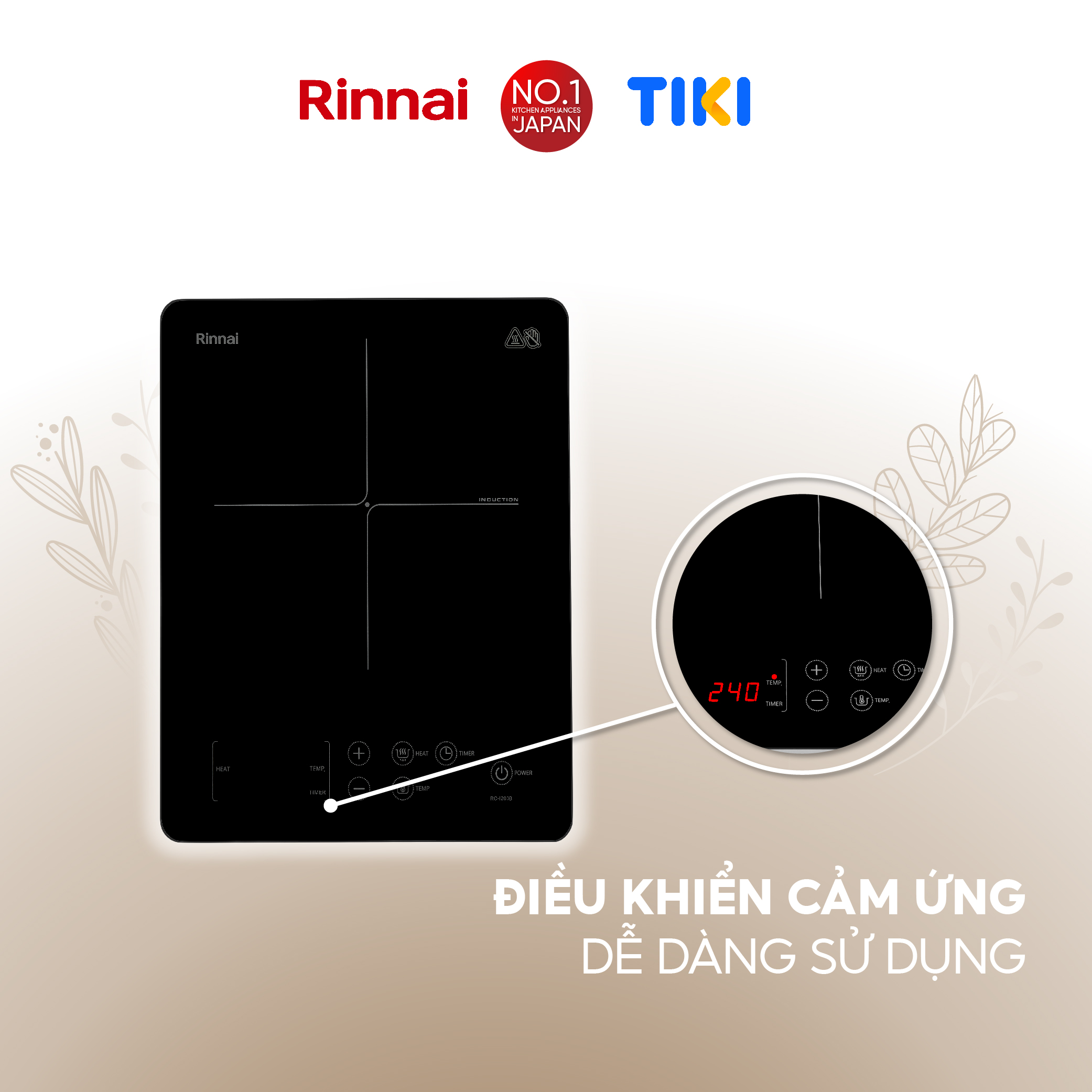 Bếp từ đơn Rinnai RC-I200B điều khiển cảm ứng 2000W - Hàng chính hãng.