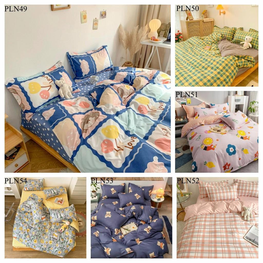 Trọn Bộ 4 Món Chăn Ga Gối Cotton Poly Nhập Mẫu GẤU TRÚC KẺ CARO đủ kích thước
