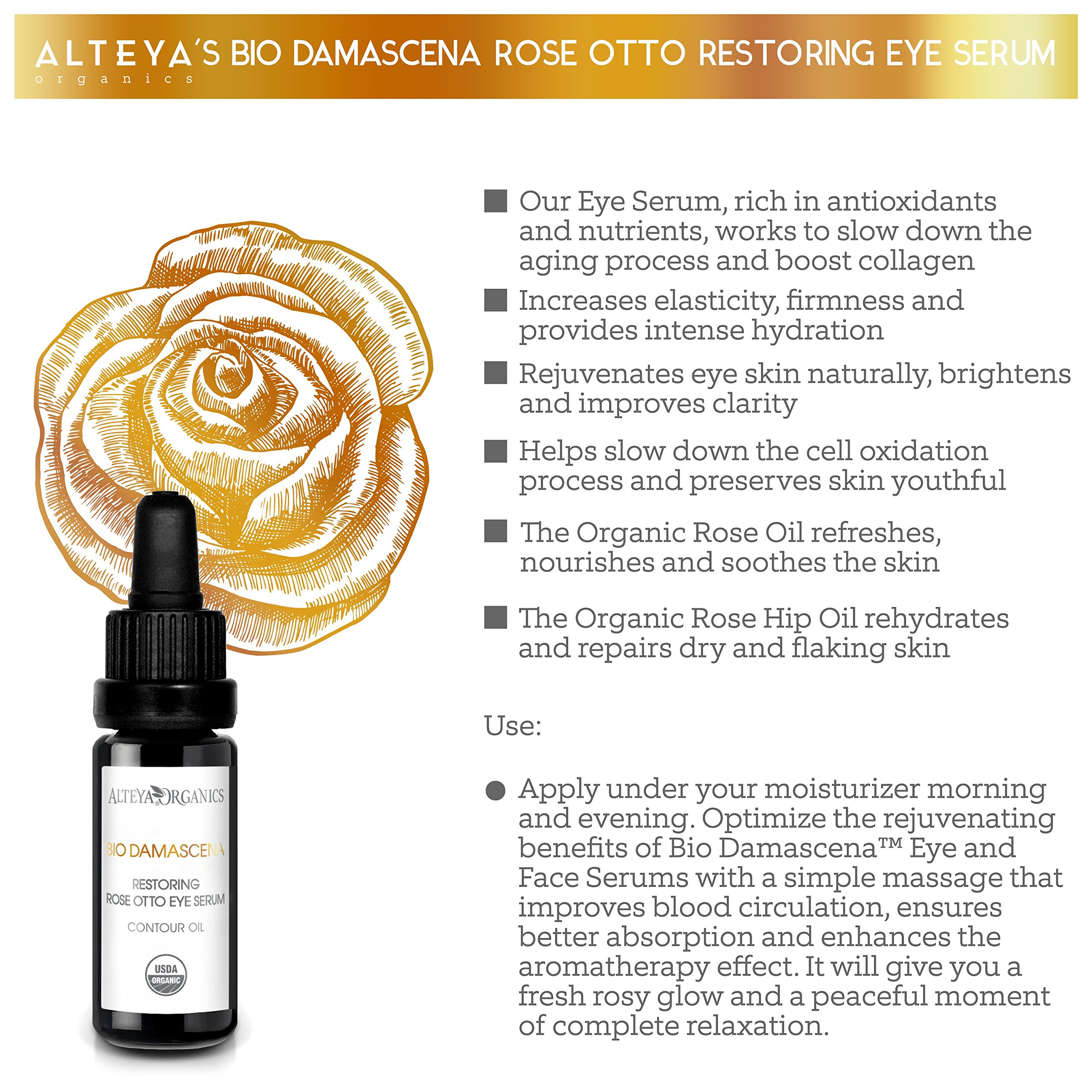 Tinh Chất Dưỡng Mắt Hoa Hồng Hữu Cơ Bio Damascena Rose Otto Restoring Eye Serum Alteya Organics BDRES (10ml)