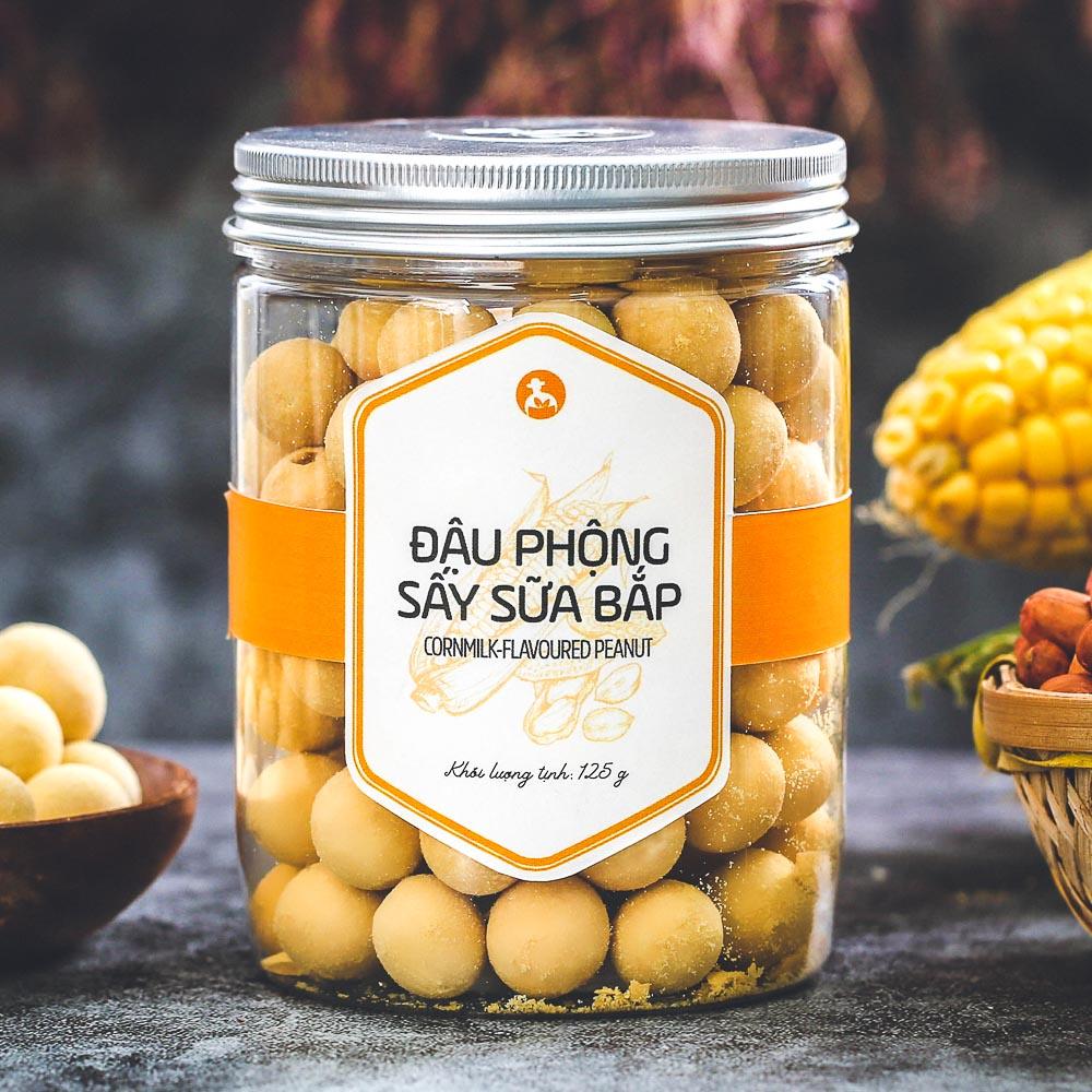 Đậu phộng sấy sữa bắp L'angfarm, 125g, hũ, mẫu nắp nhôm