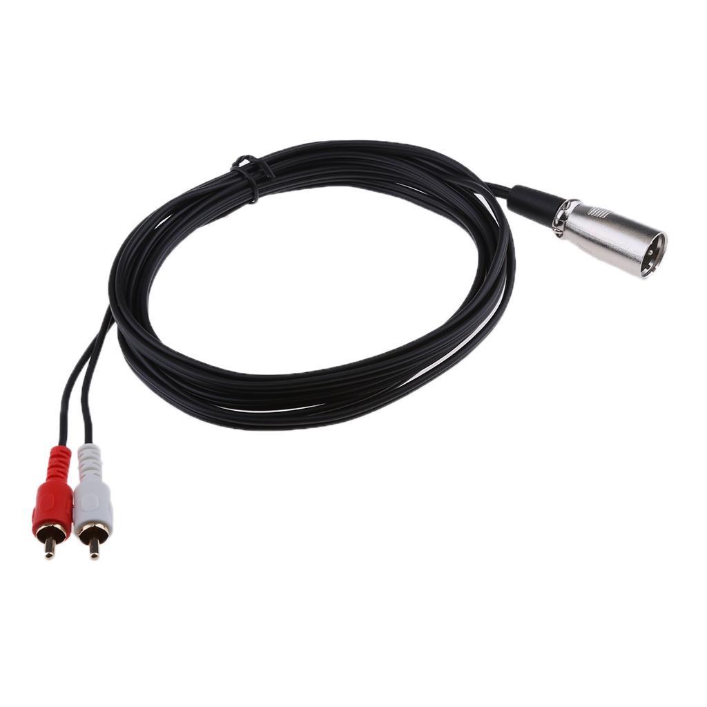 3Pin XLR Male to Dual RCA Plug Splitter Audio Adapter Cable Cord 3 meter