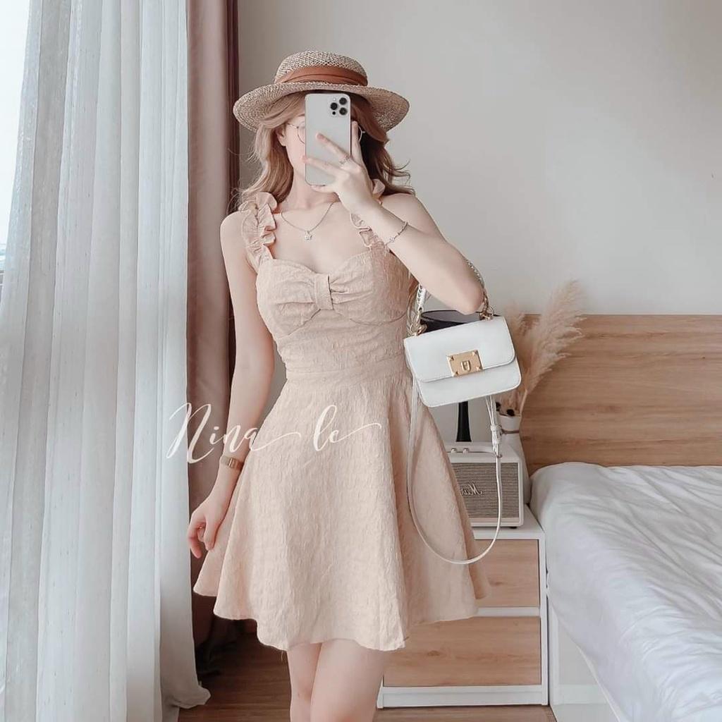 Đầm xoè 2s bèo mocking mặt sau lưng co giãn