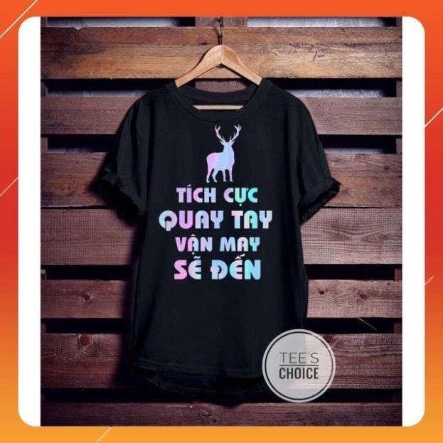 Áo Thun Phản Quang In HINH TÍCH CỰC QUAY TAY Vải Cotton 75% Co Giãn, Phom Rộng Unisex Cho Nam và Nữ