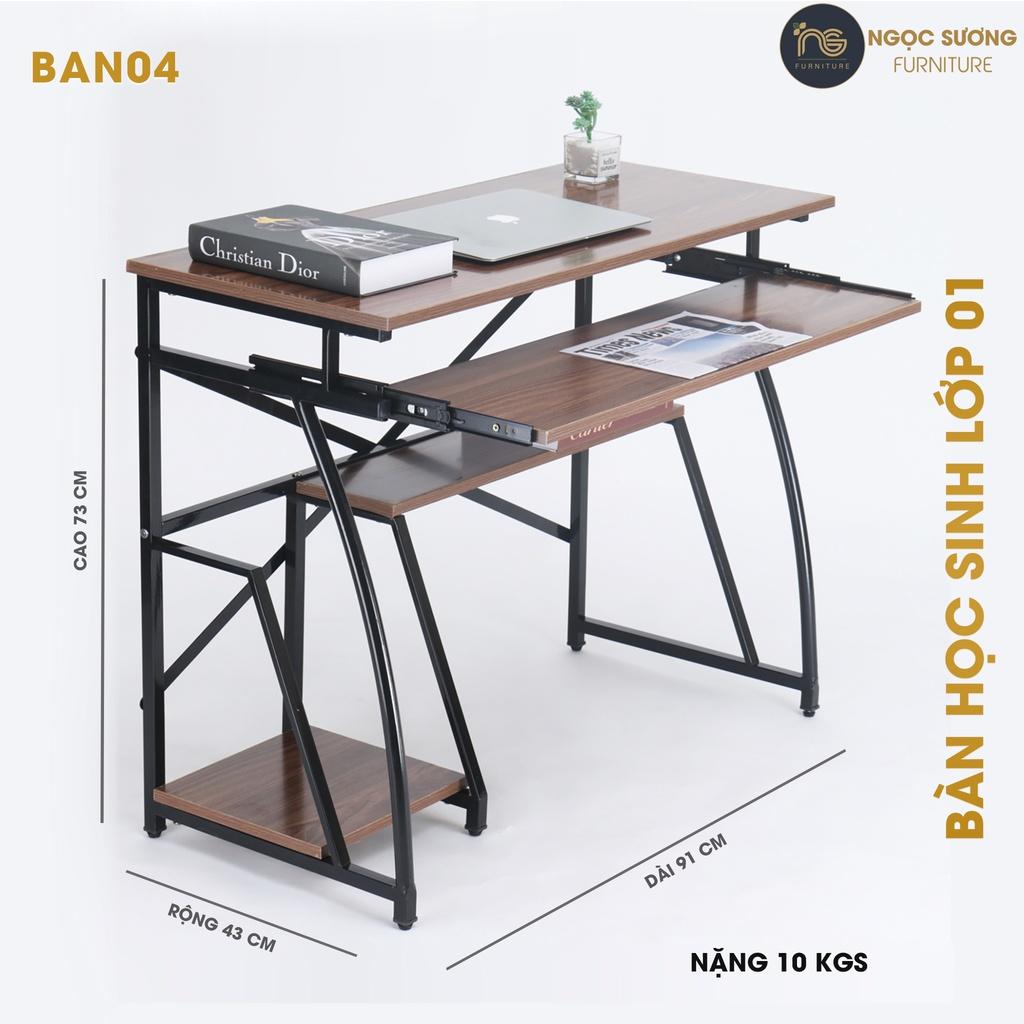 Bàn học sinh cấp 1 có khay đựng máy tính BAN04 dài 91cm x rộng 43cm x cao 73cm