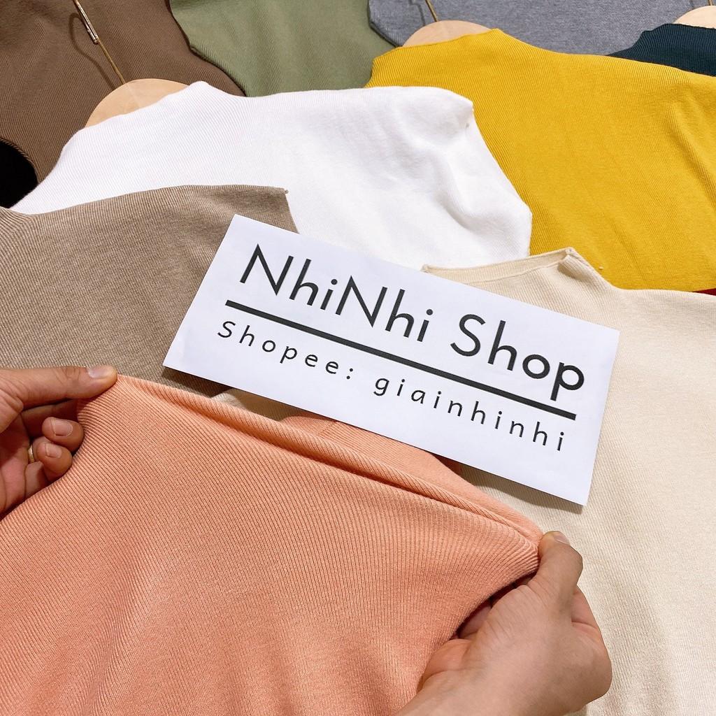 Áo len mịn tay cộc cổ cao, Áo len vai hến chất đẹp eo bo chun AL1923 - NhiNhi Shop