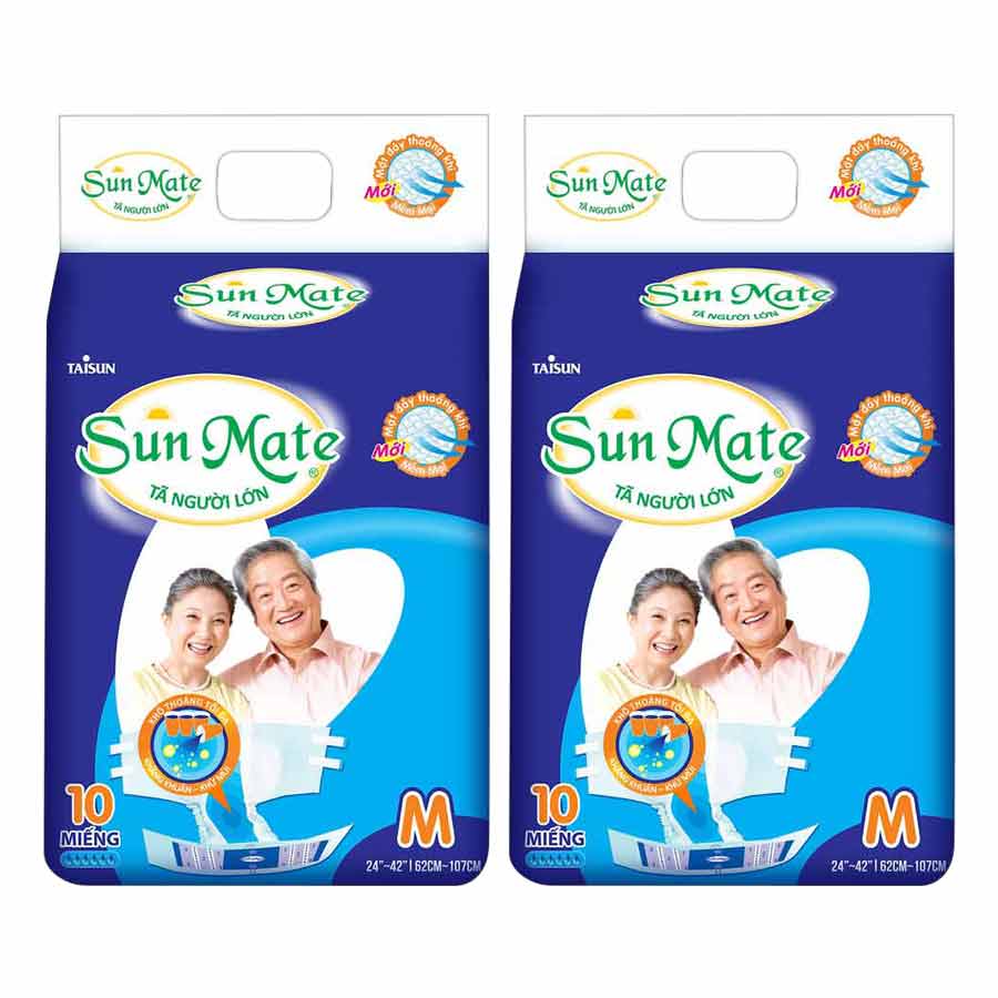 Combo 2 Tã Dán Người Lớn SunMate G2 Size M10 (10 Miếng)