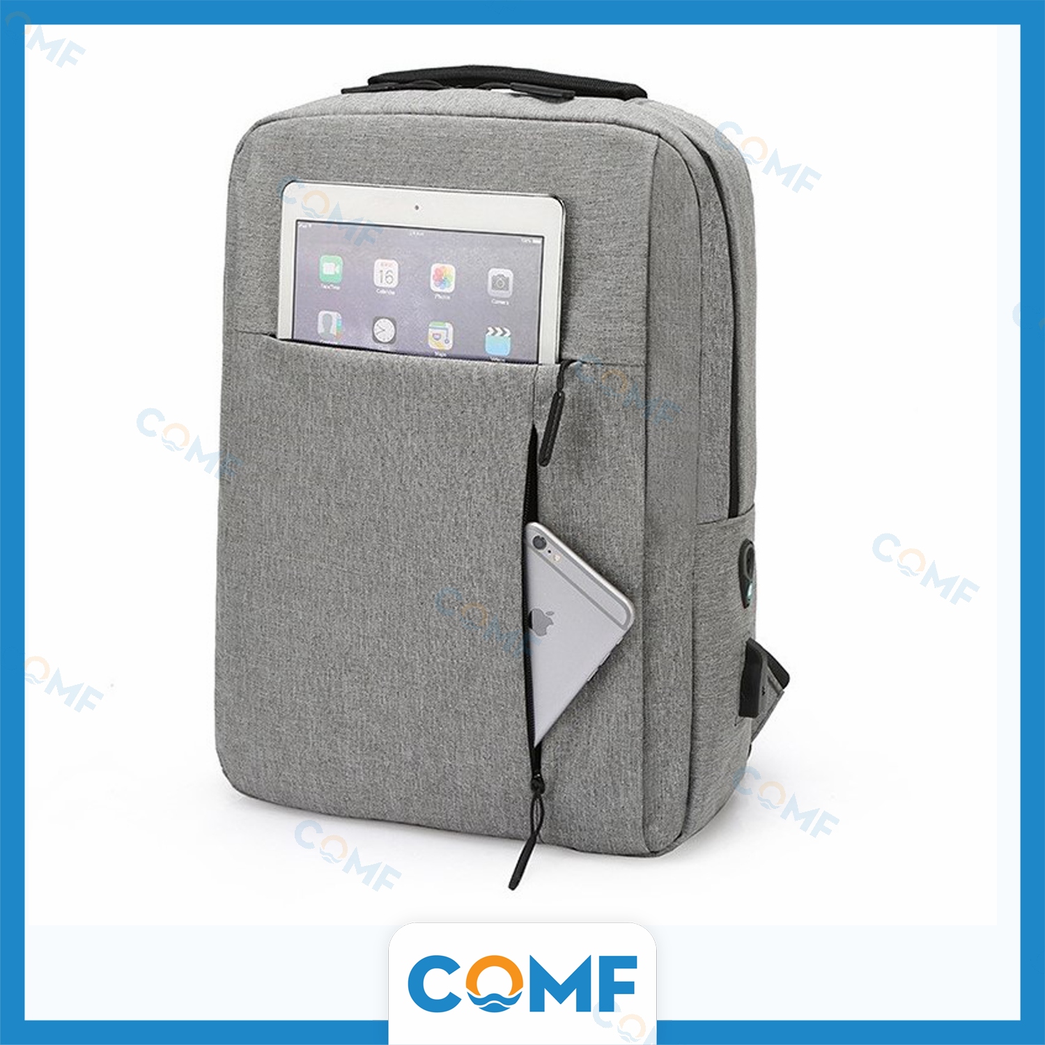 Balo Nam COMF balo laptop backpack vải tích hợp cổng sạc &amp; tai nghe