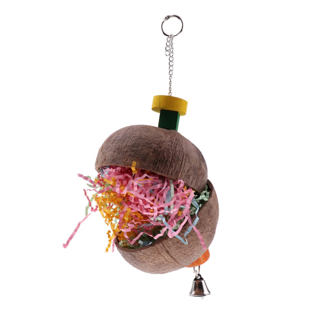 Parrot Bird Cage Chew Play Toy Coconut Hanging Swing For Parakeet Cockatiel