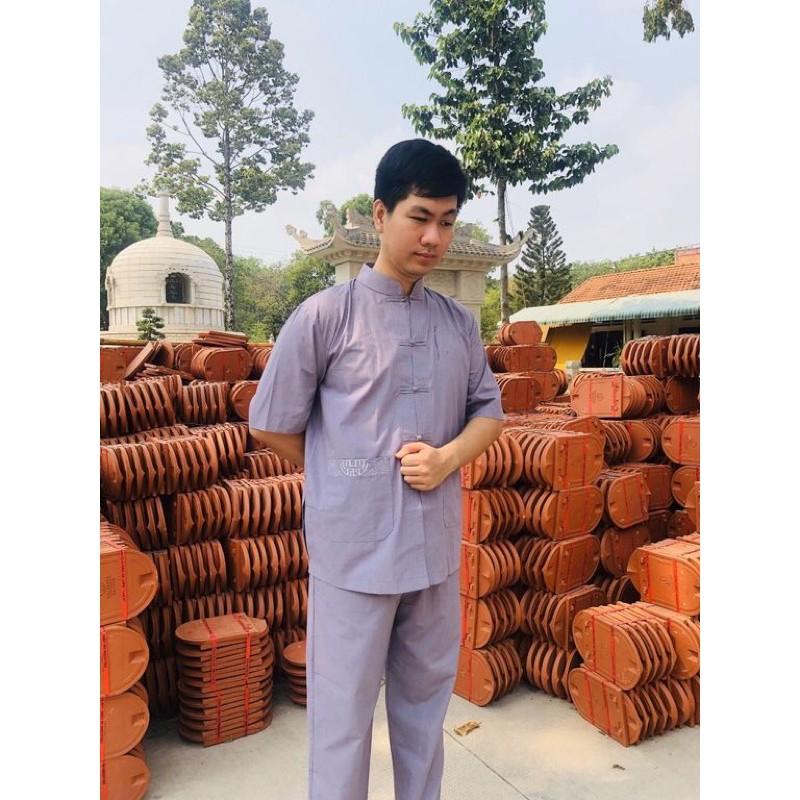 Đồ Lam Đi Chùa # Nam # Lãnh Tụ Thêu Túi Áo