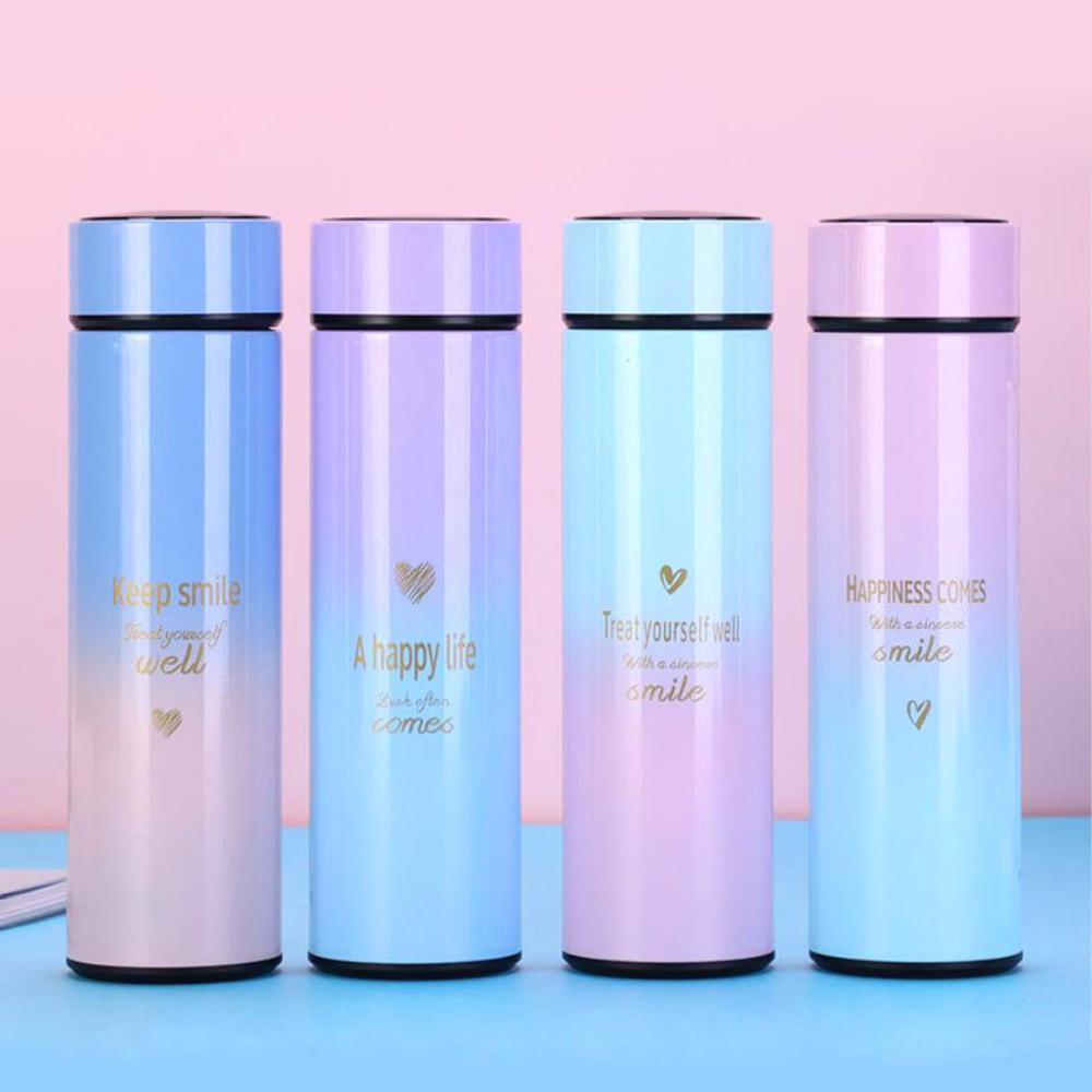 Chai Nước Thể Thao Cách Nhiệt Thông Minh Chống Rò Rỉ Có Màn Hình Hiển Thị Nhiệt Độ 500Ml