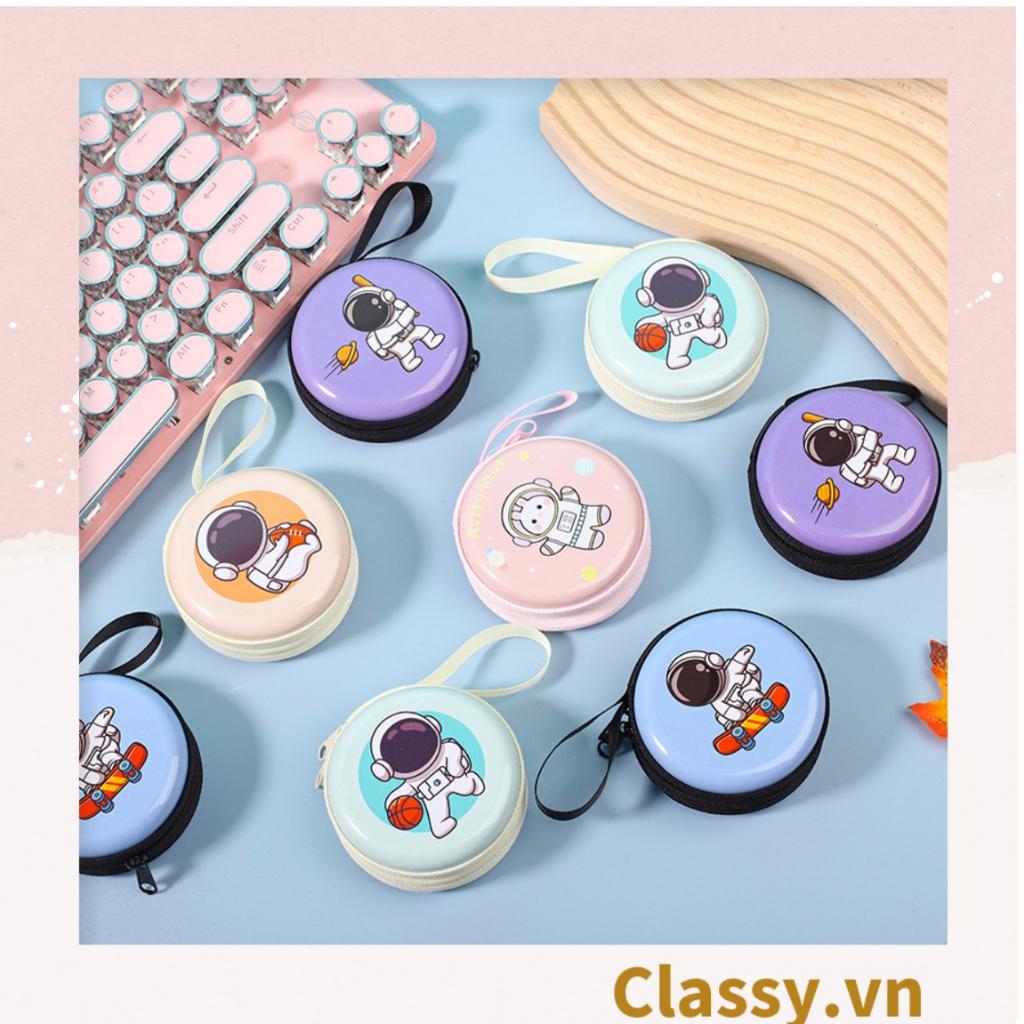 Túi hộp bằng thiếc Classy Đựng Cáp Sạc Tai Nghe Hình Tròn họa tiết Hoạt HÌnh Siêu Tiện Dụng Kích thước: 7cm x 3cm [T260