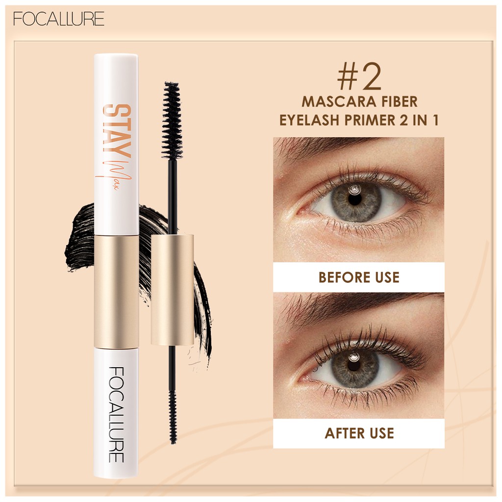 Mascara Kiêm Bút Kẻ Mắt / Chuốt Mi Dạng Sợi Focallure 2 Trong 1 Chống Thấm Nước Lâu Trôi 28g - #1 Mascara &amp; kẻ mắt 2 trong 1