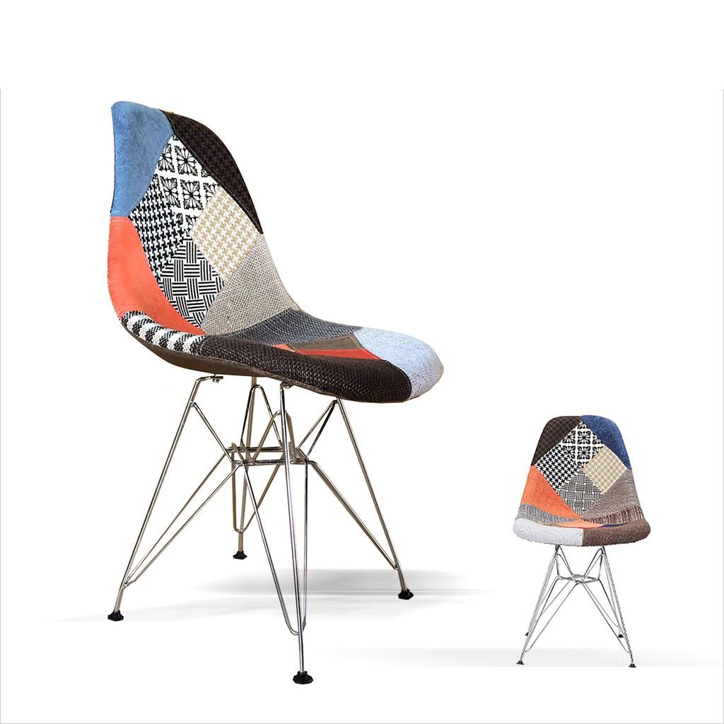 Ghế Eames thổ cẩm chân thép