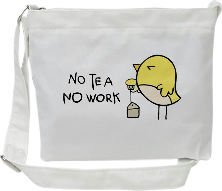 Túi tote mini đeo chéo TROY vải canvas in hình No Tea No Work chú chim nhỏ xinh xắn