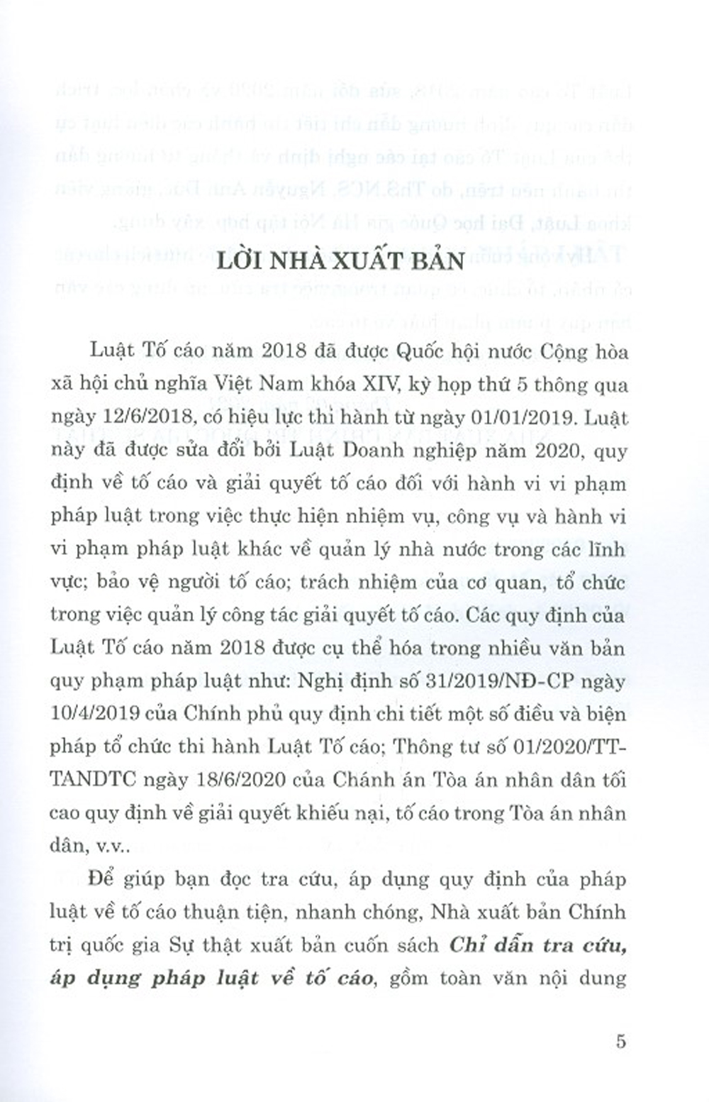 Chỉ Dẫn Tra Cứu, Áp Dụng Pháp Luật Về Tố Cáo