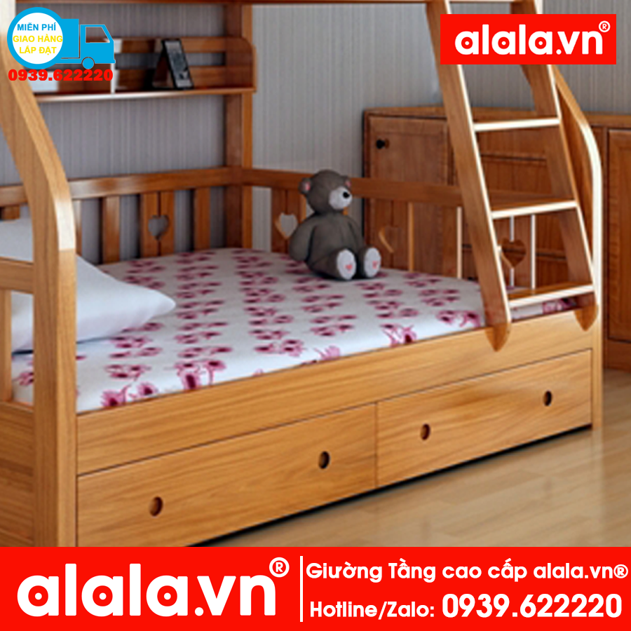 Giường tầng ALALA108 (1m2, 1m4) gỗ thông nhập khẩu - www.ALALA.vn® - Za.lo: 0939.622220