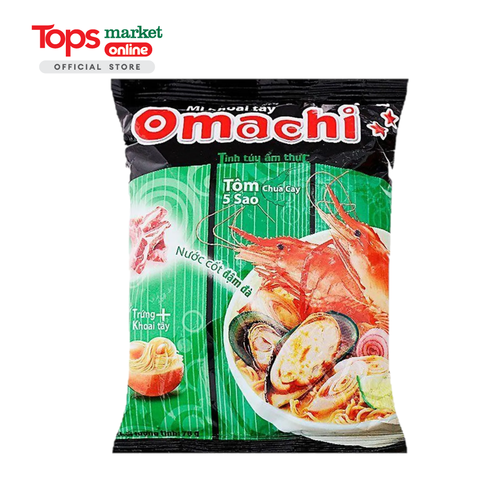 Mì Omachi Tôm Chua Cay 5 Sao 78G