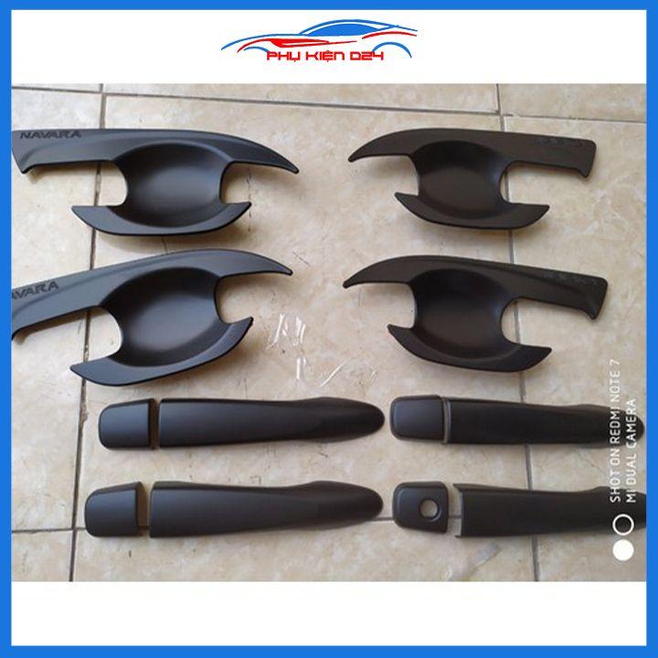 Ốp tay hõm nhựa đen/mạ crom Navara 2015-2016-2017-2018-2019-2020 sáng bóng chống trầy bảo vệ cửa xe ô tô