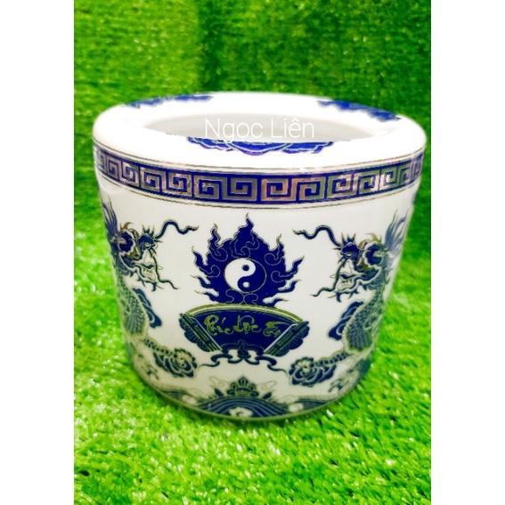 Bộ đồ thờ Bát Tràng xanh kim cao cấp bàn thần tài rộng 60cm