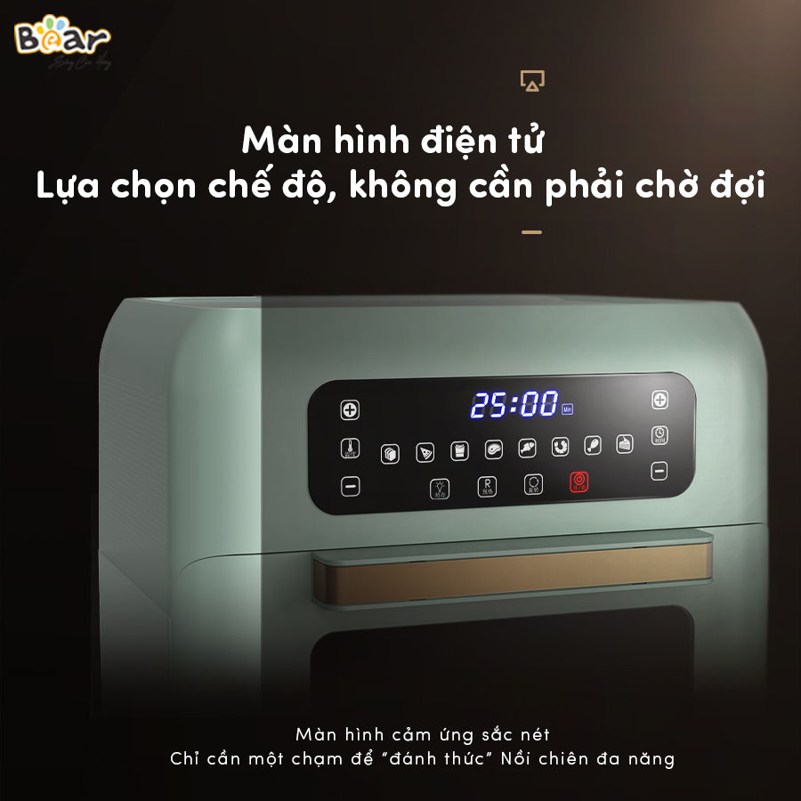 Nồi chiên không dầu Bear 10L QZG A15V1 - Làm nóng bằng không khí, nướng đối lưu - Hàng nhập khẩu