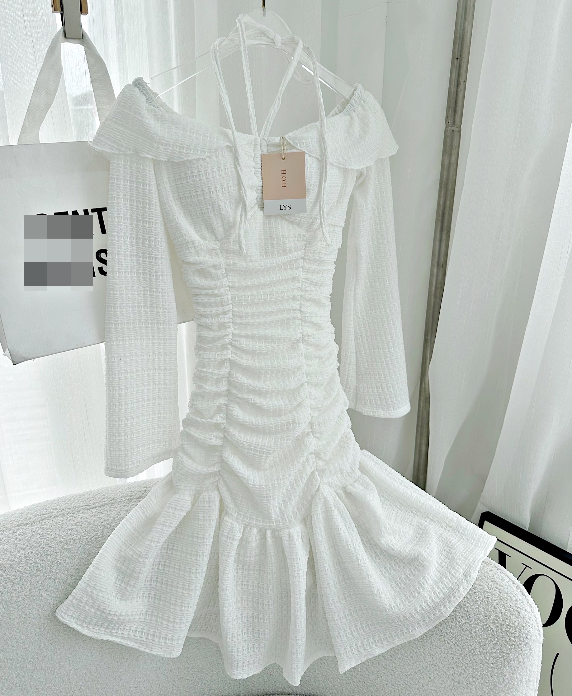 ĐẦM THUN DÂY YẾM TRỄ VAI ÔM BODY MIDI BO THUN VÁY XẾP LY XÒE HẠ EO MẶC 2 KIỂU TRƠN DÀI TAY ĐI TIỆC ĐI CHƠI DẠO PHỐ ĐI BIỂN