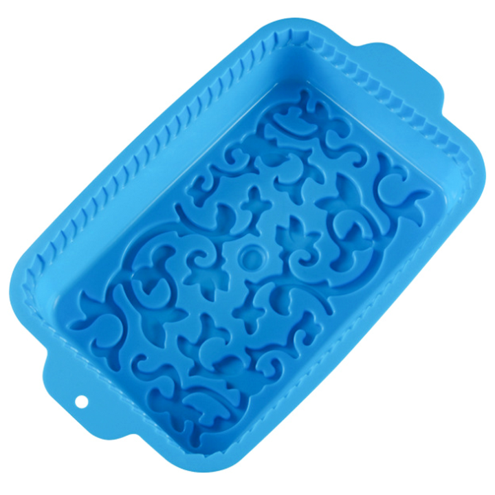 Khuôn silicon làm đế bánh, rau câu hình chữ nhật hoa văn kiểu - Loại 34 cm - Mã số 1181