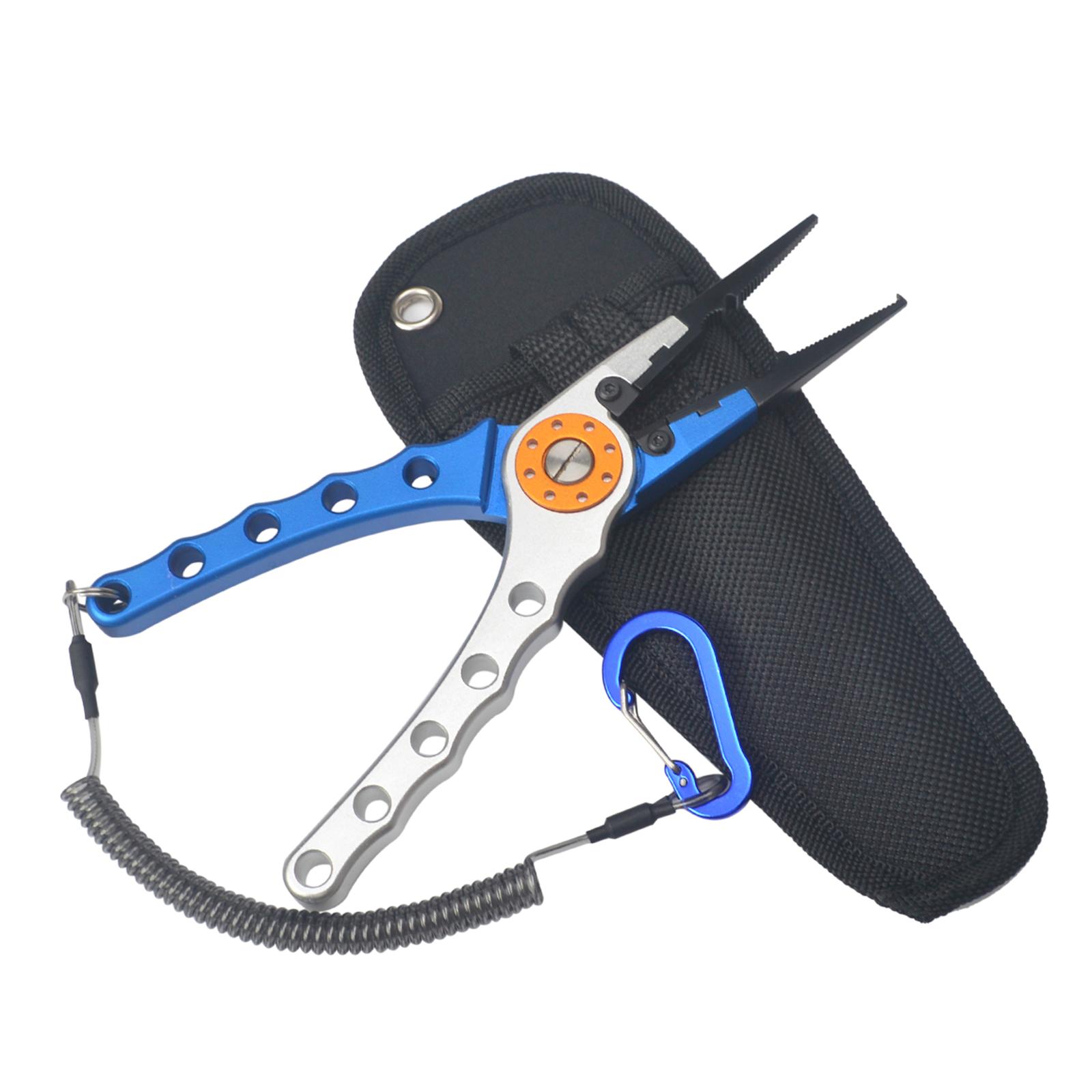 Aluminum Alloy Fishing Pliers Lightweight Fishing Tackle Pliers Braid Cutters, Equipped with Sheath and Lanyard