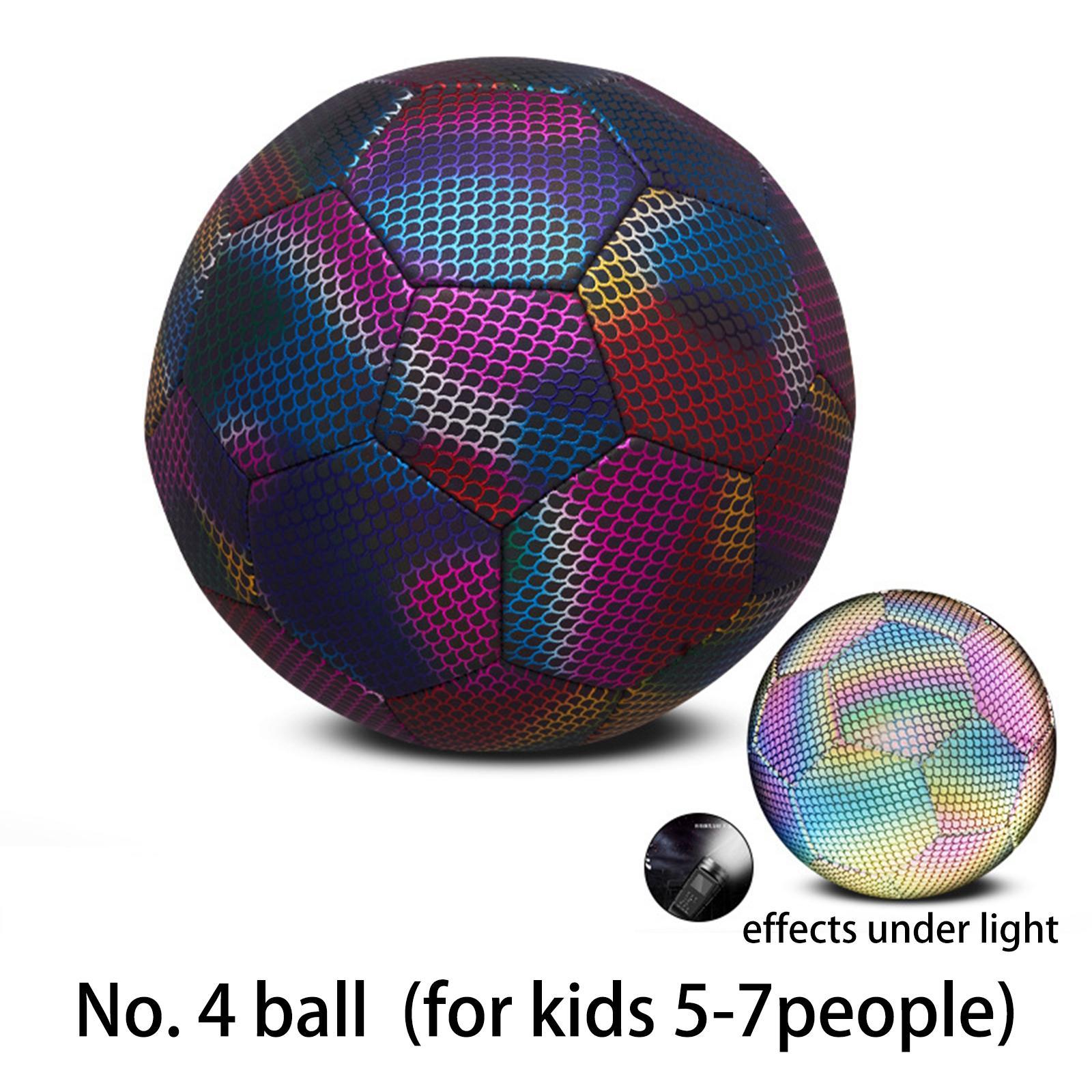 Glowing Reflective Soccer Ball Durable PU for Competition Training Child