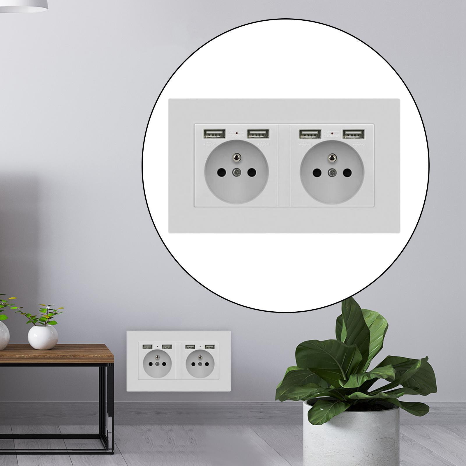 Wall Socket with USB Port Panel Power Outlets EU Plug for Office Restaurant