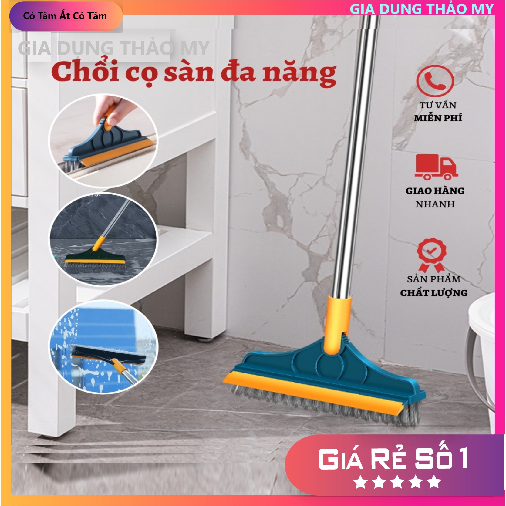 Chổi Chà Sàn Nhà Đa Năng Xoay 120 Độ Quét Sạch Mọi Góc Bẩn