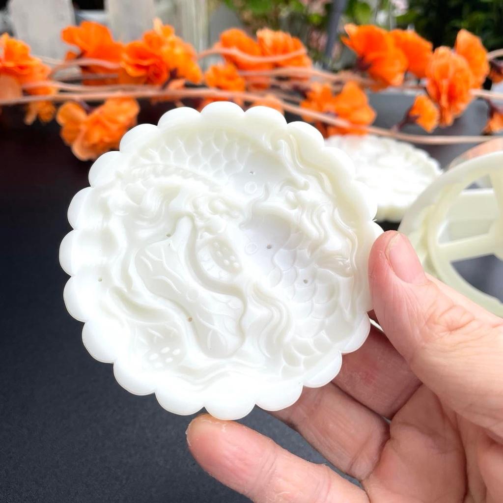 Trung Thu 4 mặt VÂN HOA Sen, Hoa Đồng Tiền, Cá Chép, Non bộ phong thuỷ. Khuôn Bánh nhấn lò xo tạo hình 3D Siêu Sắc