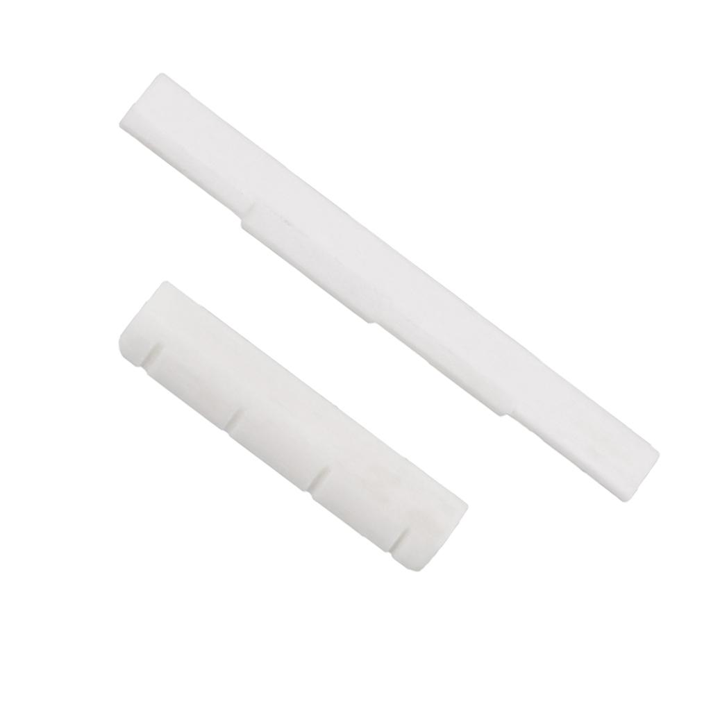 Replacement Bone Bridge Saddle Nut Set Slotted for 4 String Ukulele Guitar Parts